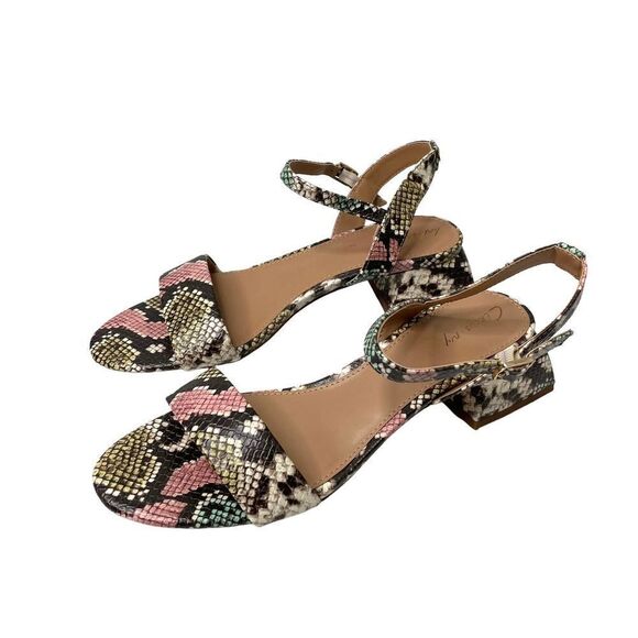 NEW Sam Edelman Circus Irina Block Heel snake python Sandals Sz 7.5 - Picture 2 of 10